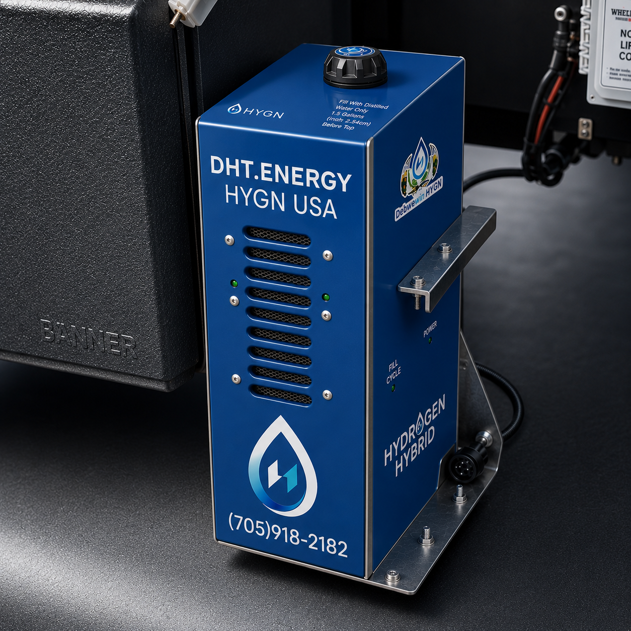 HY-RANGER hydrogen-assisted combustion retrofit unit on diesel engine